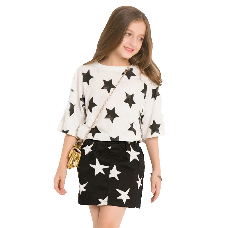 В европейском стиле одежда для подростков девочек комплект летней одежды из двух