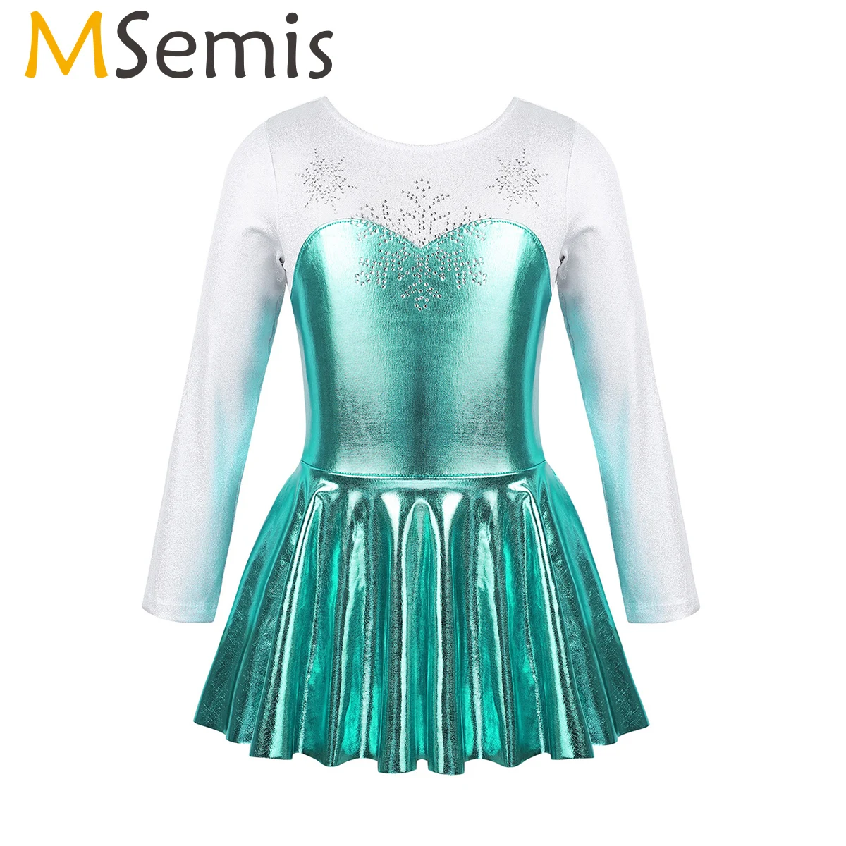 Детское танцевальное платье пачка MSemis блестящее металлическое трико для
