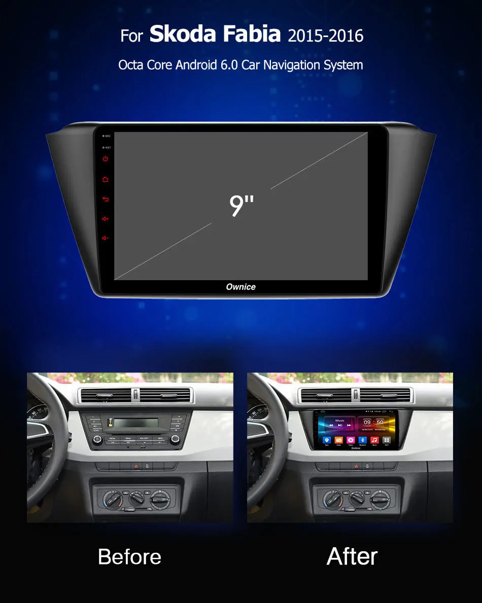 Ownice K1 K2 K3 Восьмиядерный Android 9 0 автомобильный радиоплеер для Skoda Fabia 2015- 2 Гб ОЗУ 32