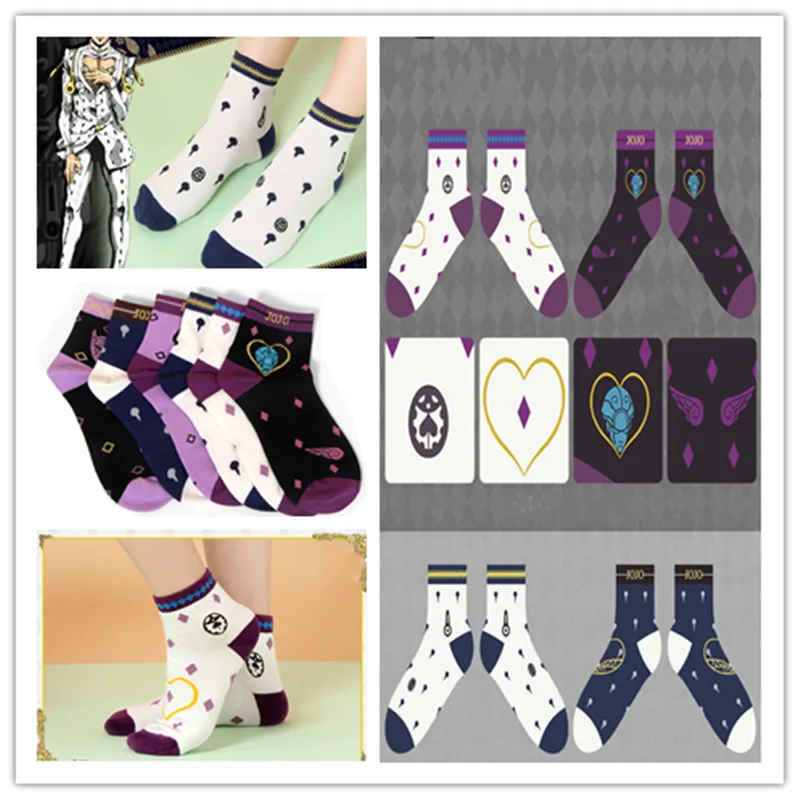 

Anime Socks JoJo's Bizarre Adventure COSPLAY Bruno Bucciarati Kira Yoshikage Embroider Cartoon Ankle Socks Breathable Sockings