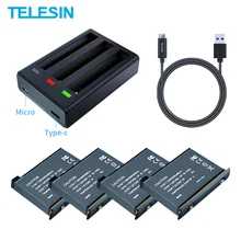 TELESIN 1700mAh Battery 3 Slots Fast Charger Hub With LED light For Insta360 One x2 Camera Accessories
