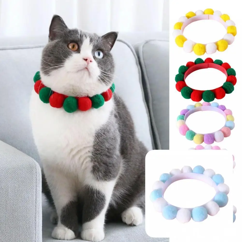 

Pretty Christmas Collar Multi-color Fastener Tape Kitten Dogs Festival Decorative Collar Dog Collar Pet Collar