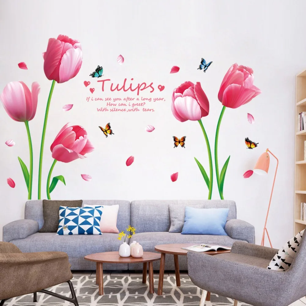 Большая Белая настенная наклейка Calla Lily DIY с жемчугом и бабочкой, Настенная Наклейка s для гостиной, дома, детской комнаты, интерьерная Настенная Наклейка s