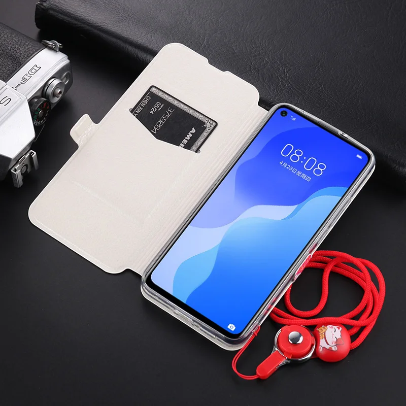 Painted Leather Case for Huawei P40 Nova 7 SE 6 5G Mate 30 Pro Honor X10 V30 Play 4T Flip Cover Cute Pattern Funda With Lanyard | Мобильные