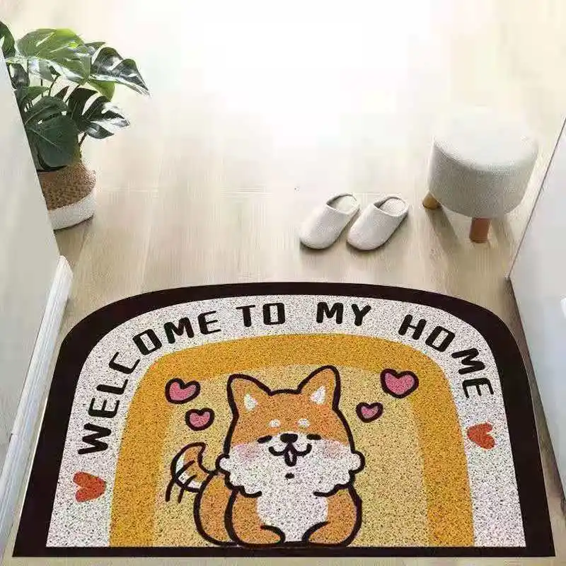 

Cartoon Animal Door Mat Sand Scraping Welcome Door Entrance Hallway Bath Non-Slip Rug Dust Removal Carpet Wire Loop Footpad Door