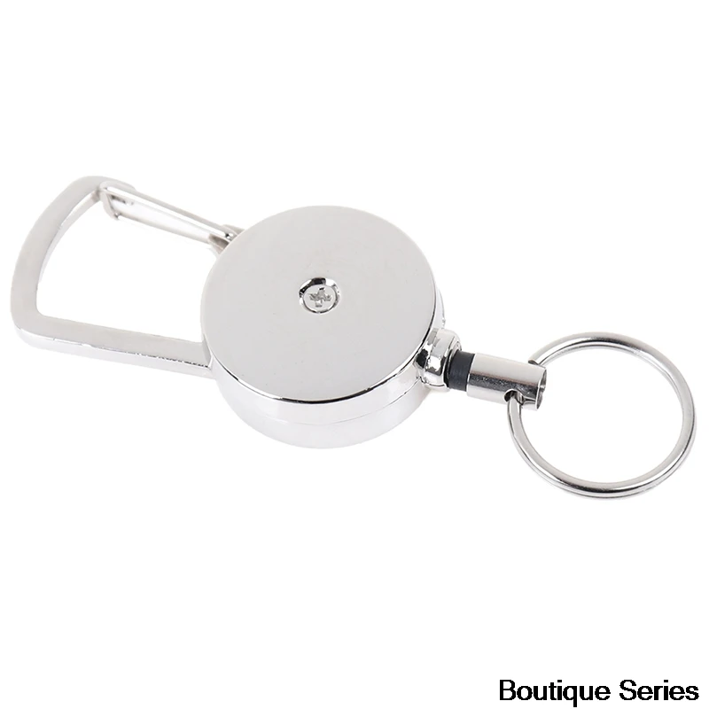 

1pc Retractable Pull Key Ring Chain Clip Carabiner Holder Recoil Extends To 50cm