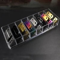 8 grids acrylic transparent hair clipper blade protection box storage box for travel and carrying