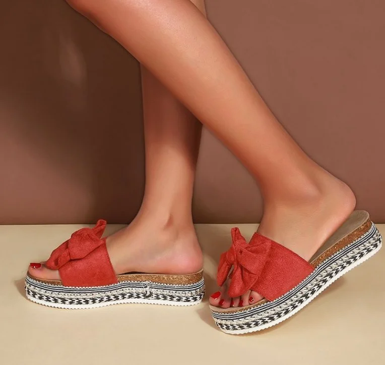 

Summer Fashion Sandals Shoes Women Bow Sandals Slipper Indoor Outdoor Flip-flops Beach Shoes Female Slippers Plus size