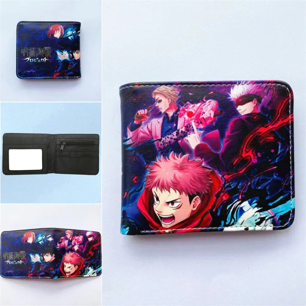 

Anime Jujutsu Kaisen Leather Wallet Boys Girls Casual Coin Pocket Layers PU Short Cartoon Photo Card Holder Print Purse Gift