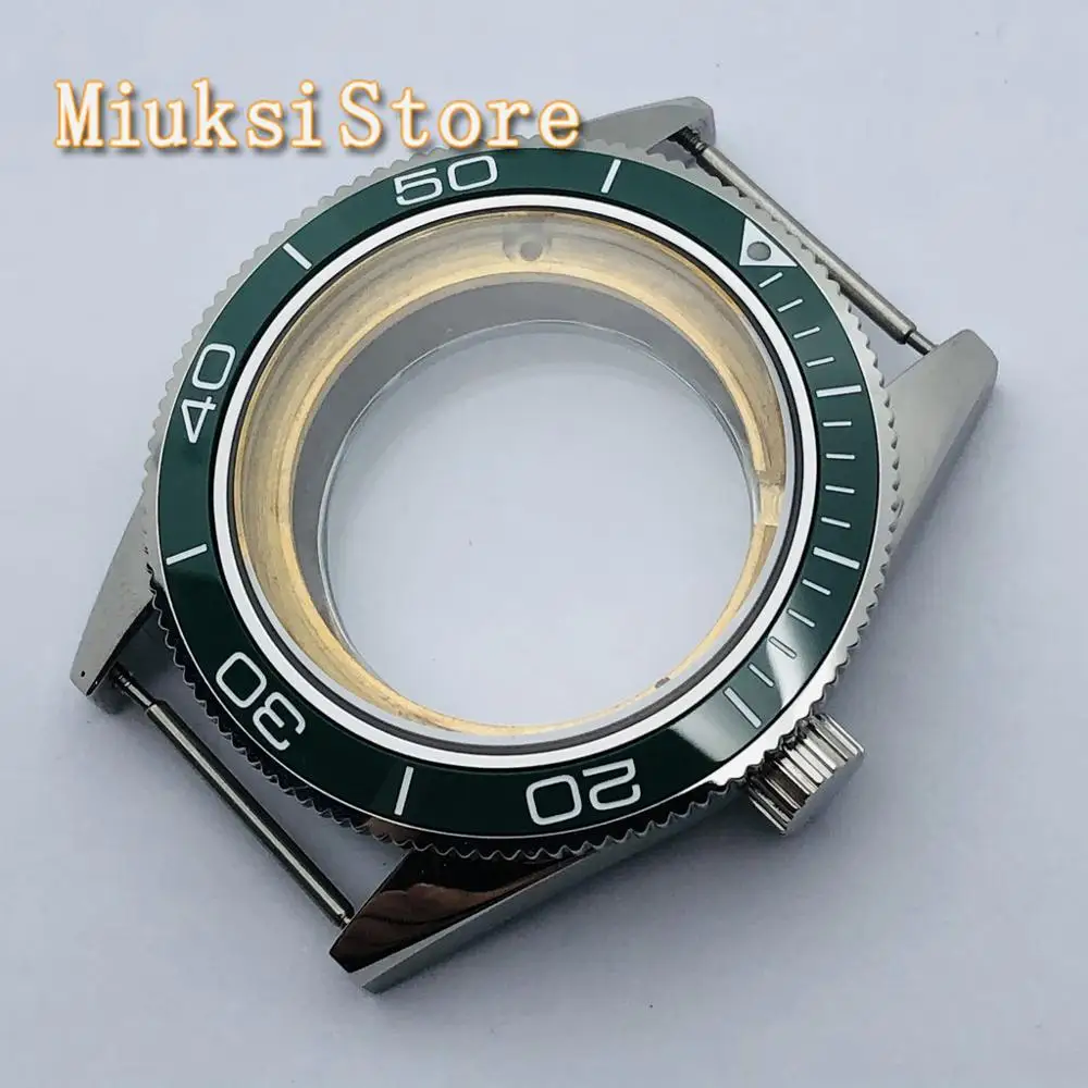 Силиконовый чехол 41 мм с сапфировым стеклом зеленая керамическая рамка подходит