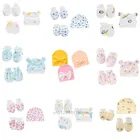 Детские перчатки с героями мультфильмов, шапка, чехол для ног, Хлопковые варежки, шапочка, Комплект носков, перчатки для новорожденных