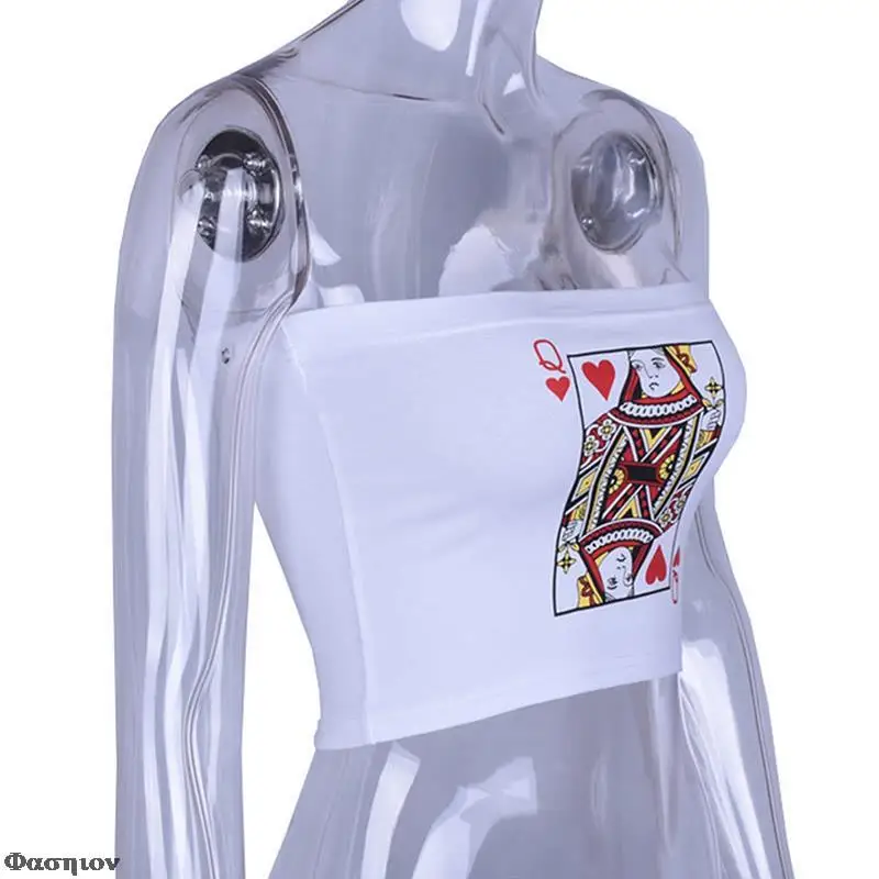 Винтажный облегающий топ в стиле покера Дамский бюстгальтер без бретелек