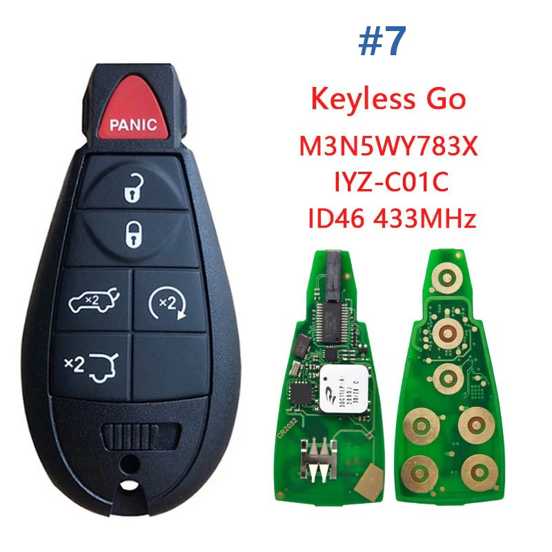 

Запасная часть для смарт-ключа CN015100 IYZ-C01C Jeep Chrysler Dodge Caravan 2011-2019 с бесключевым велосипедом Go foмене 5026591AK 433 МГц PCF7945