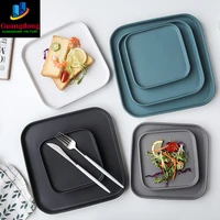 Square Breakfast Plate Home Fruit Tray Living Room Tea Cup Tray Dessert Plastic Tray Steak Pan Square Steak Plate