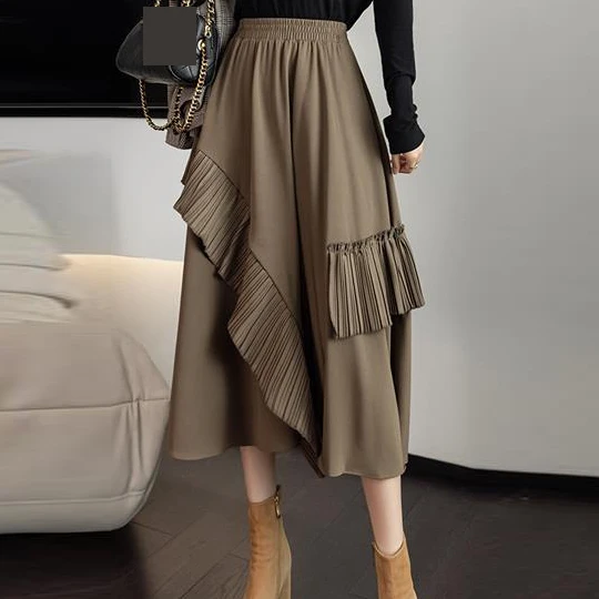 

Юбка-миди зимняя плиссированная с высокой талией, в стиле ретро