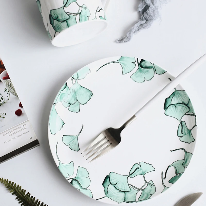 8 дюймов креативный гингко лист Китай костяная обеденная тарелка столовая посуда