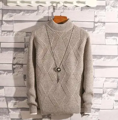 Beige KUANGNAN Argyle зимний свитер для мужчин пальто пуловер и свитер для мужчин зимние мужские свитера для осень человек Pull одежда XXXL - Цвет: Beige