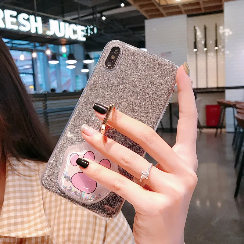 black Для Moto G7 плюс G7 один Мощность G5 G5S G6 Z2 Z3 играть плюс P30 Примечание E3 E4 чехол с сияющими блестками кольцо крышки - Цвет: black