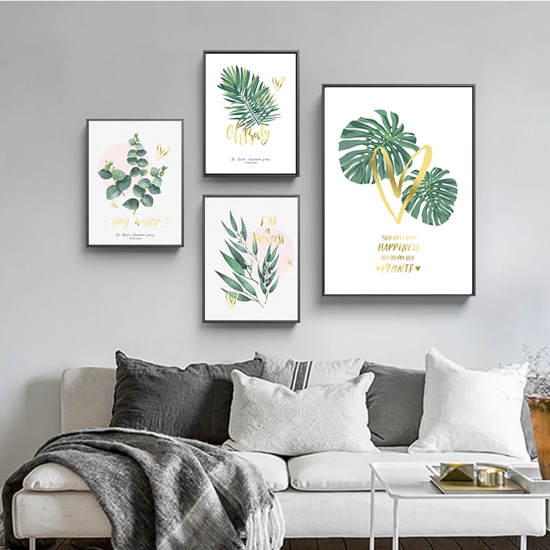YUMEART Тропическое растение листья Золотое сердце холст искусство принты и плакаты
