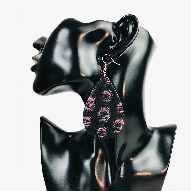 Креативные серьги Cpop из искусственной кожи с принтом Шаньтоу винтажные