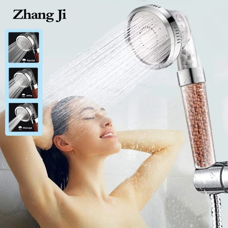

Bathroom SPA Jetting Adjustable Bath ZhangJi Shower High 3 Anion Head Saving Nozzle Water Shower Pressure Shower Modes Filter Ba