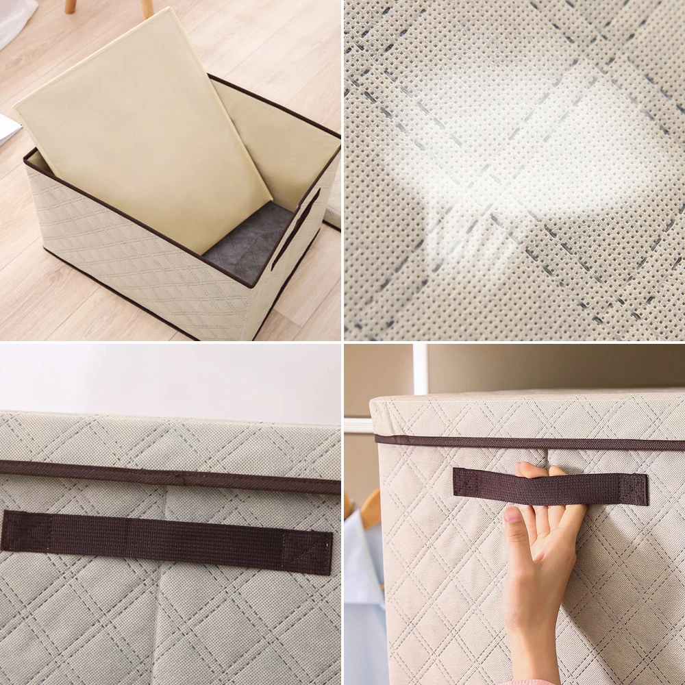 Большой контейнер для хранения из ткани с возможностью складывания и крышкой, ручками, корзиной для игрушек и белья.