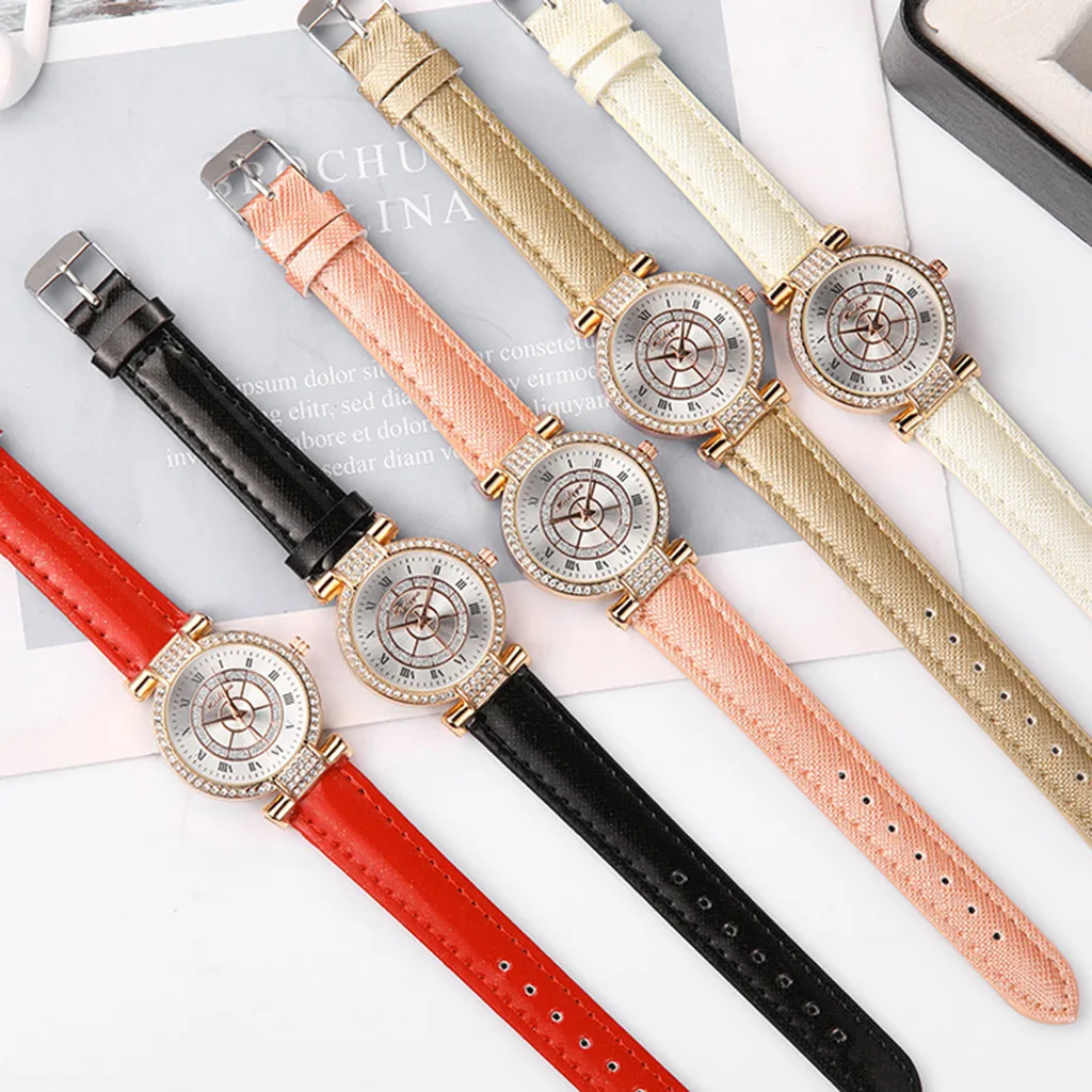 

Fashion New Women Business Imitation Belt Luxury Exquisite Watch Casual Rhinestone Quartz High Quality Waterproof student Clock