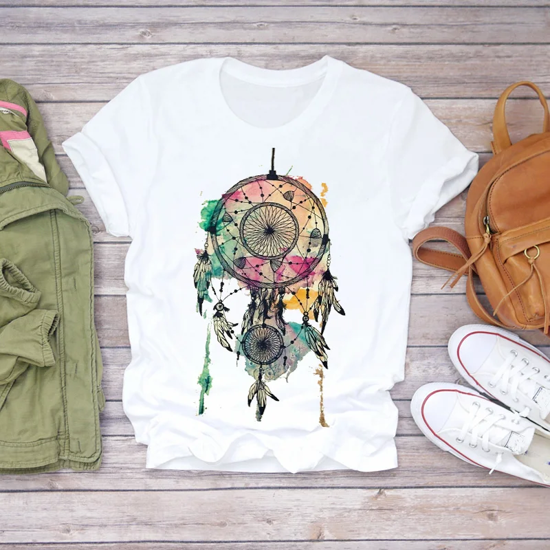 

Women Feather Owl Animal Cartoon Camisas Mujer Clothes Lady T-shirts Top Womens T Shirt Ladies Graphic Female Tee T-Shirt