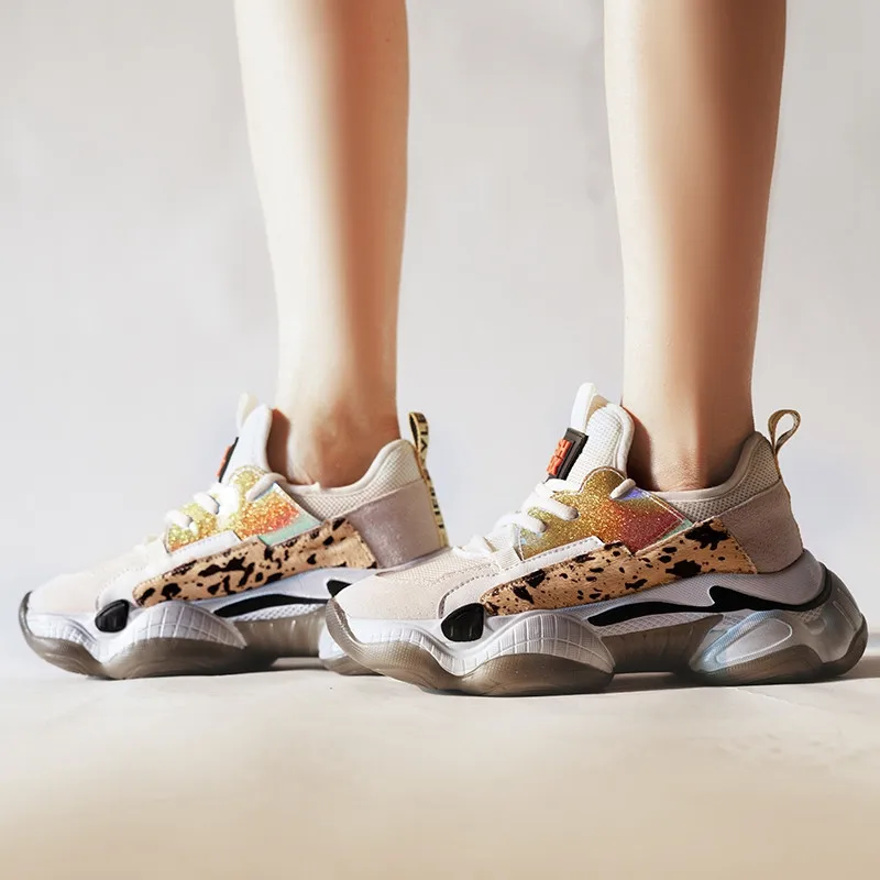 Кроссовки на платформе YECHNE Vrouwen трендовые кроссовки Schoenen Voor Papa Dikke Zolen Mode Loopschoenen