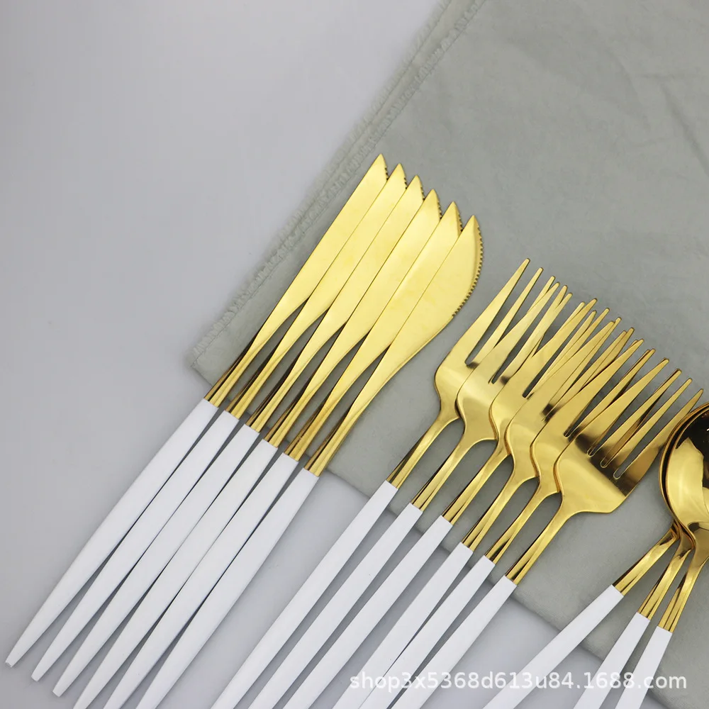 

16pcs Gold Tableware Cutlery Dinner Set Stainless Steel Cutlery Knife Fork Spoon Couvert or Cuisine Vaisselle"Not Free Shipping"