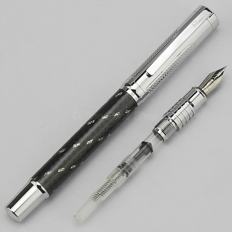 Перьевая ручка Fuliwen из углеродного волокна средний наконечник 0 7 мм желтый цвет