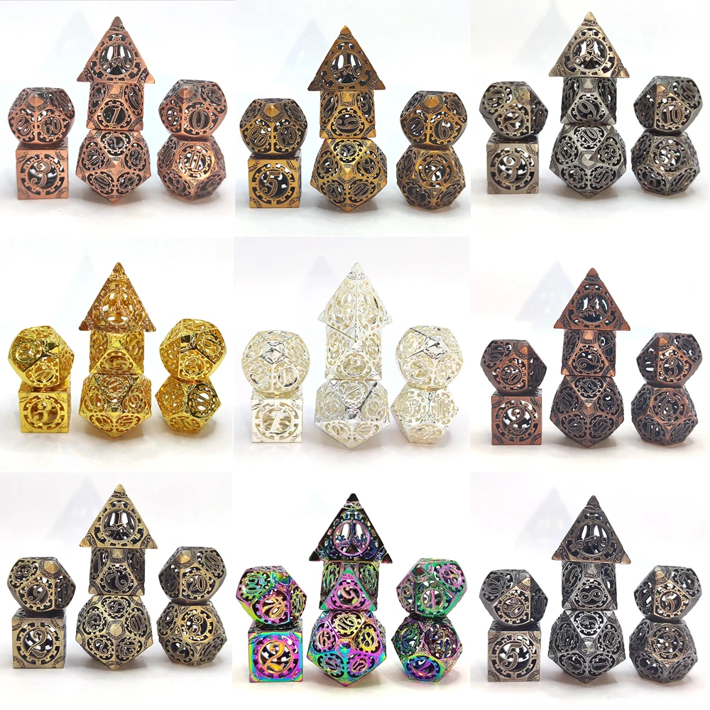 

2021 new Metal hollowed-out dice, D20 polyhedron dice, DND Dice,RPG Dice set,D&D Cube dice