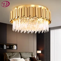 luxury modern ceiling chandelier living room goldchrome stainless steel crystal lamp round bedroom dining room decro lighting