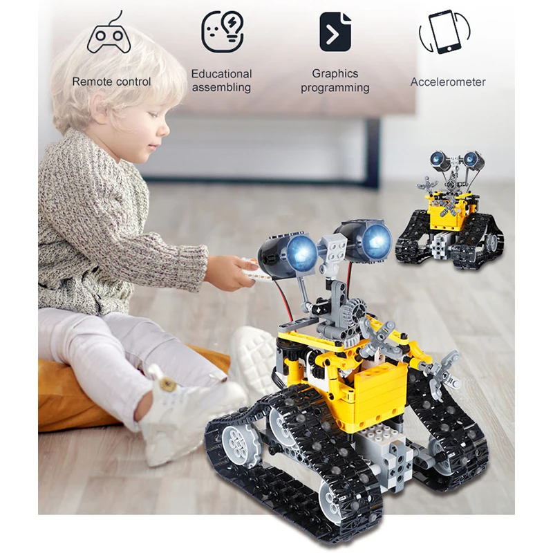 395pcs City Technical APP Programming RC Electric Intelligent Robot Building Blocks MOC Tracked Car Bricks Toys for Boys Gifts | Игрушки и