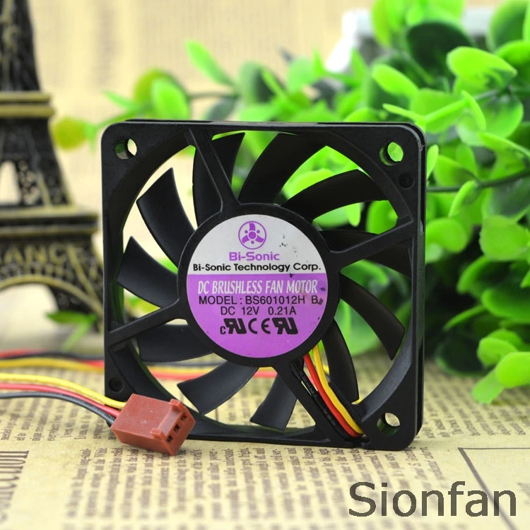 Для оригинальный ягодно BI-SONIC BS601012H B 12V 0.21A 6 см 6010 3-Провода Вентилятор охлаждения