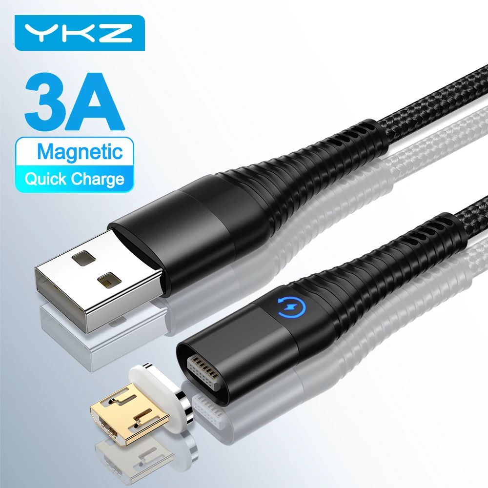 Магнитный кабель для iPhone Samsung YKZ 3A магнитный USB быстрой зарядки телефона Micro Type C