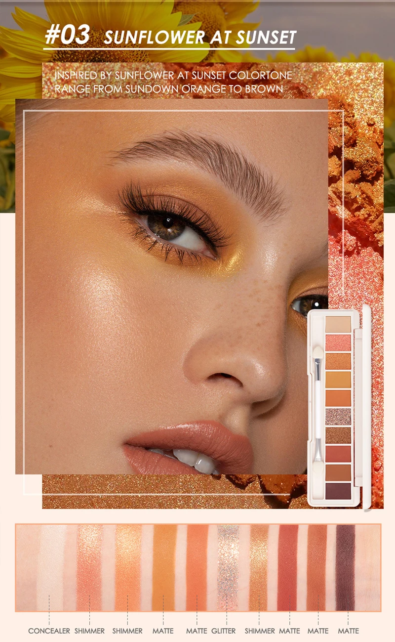 10 оттенков макияж мерцающие тени для век Палетка с дымчатыми оттенками Косметика