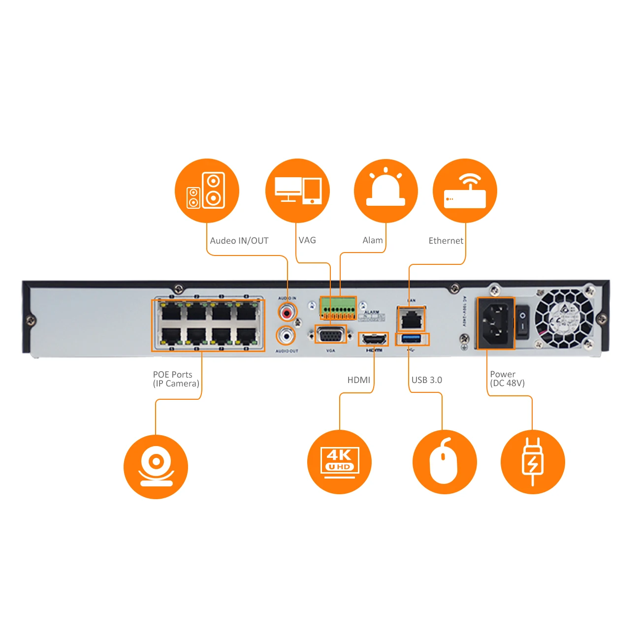 Hikvision 4K 8MP POE NVR DS-7608NI-K2/8P 8CH H265 + CCTV 2-стороннее Аудио для IP-камеры системы