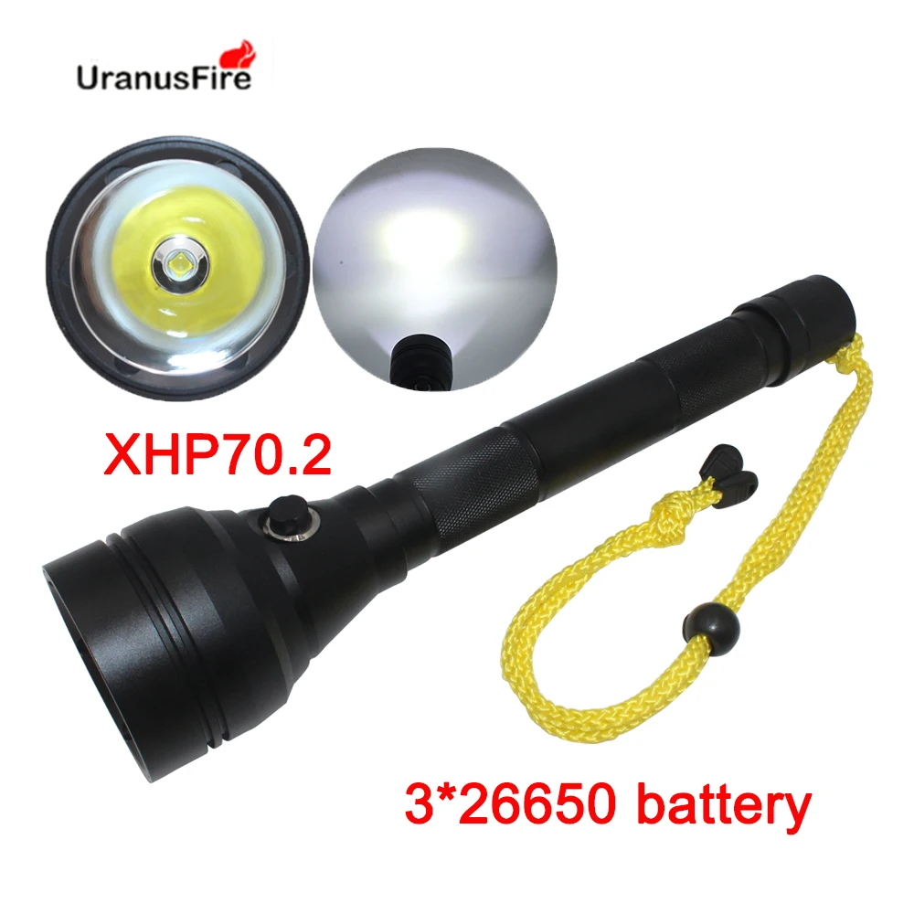 XHP70.2 LED Diving Flashlight Waterproof Underwater 100m Scuba Torch Built-In 3*26650 Battery Rechargeable xhp70 .2 Dive Light