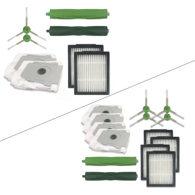 

Vacuum Cleaner HEPA Filters Green Side Roller Brushes Replacements Set for irobot i7 E5 E6
