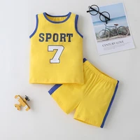 summer toddler boy clothes 2 piece set letter print sleeveless topsshort pants cool sport comfortable home kids clothes 1 6y