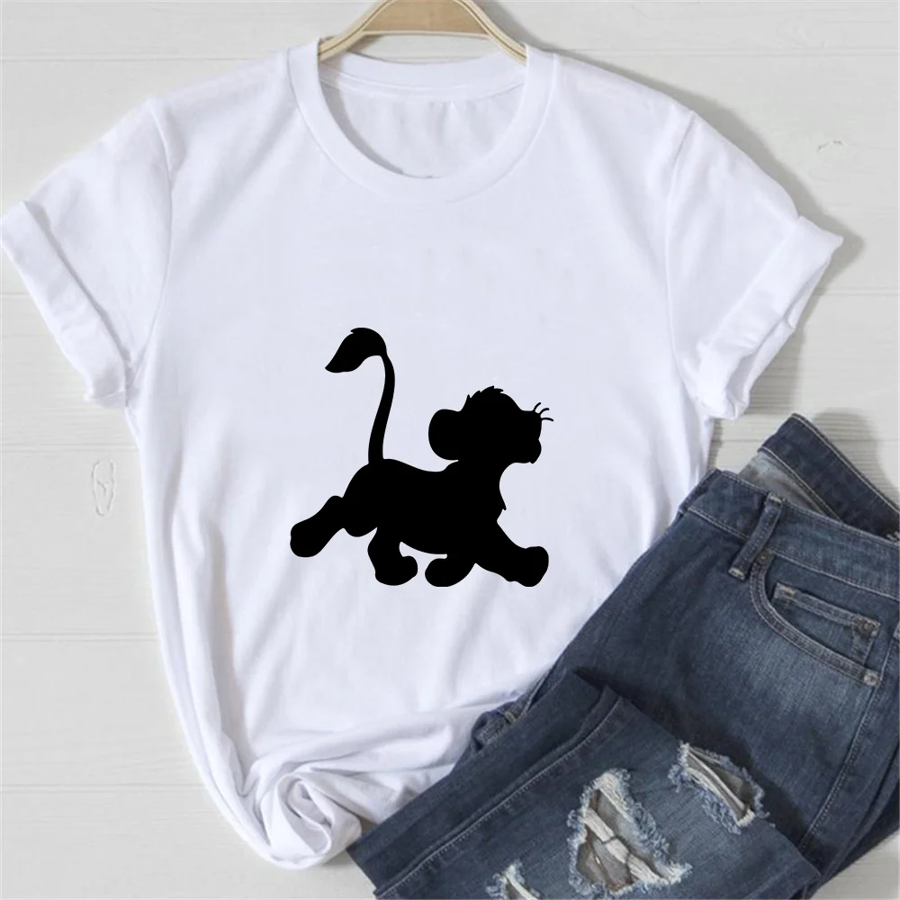 

Simba Printed Cute Cartoon Lion King T Shirt Summer Short Sleev Lady Girl T-shirts Harajuku Streetwear Female Clothes Tshirts