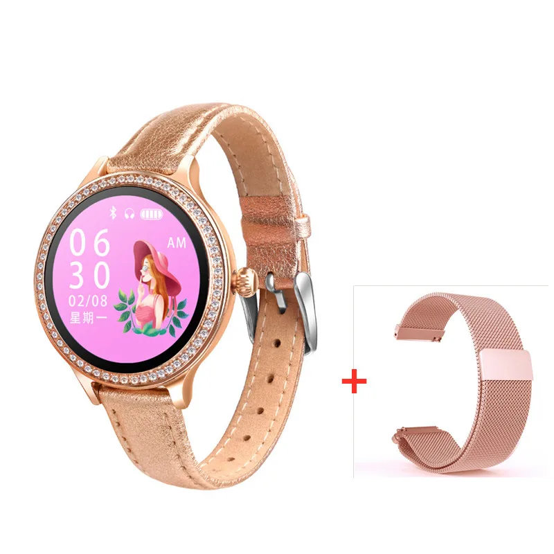 add gold steel Умные часы M8, IP68, водонепроницаемые, Bluetooth, 4,0, сердечный ритм, женские умные часы для Android ios, huawei, xiaomi phone pk K88H Q8 KW10 - Цвет: add gold steel