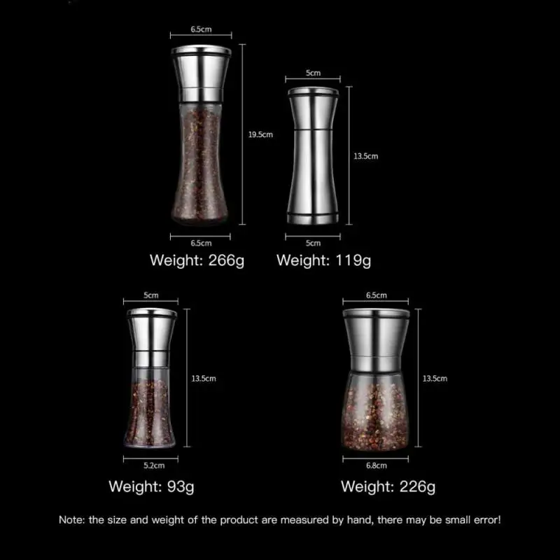 

Transparent 304 Stainless Steel Pepper Grinder Manual Seasoning Grinder Coffee Apothecary Jar Kitchen Tool Baking Supplies