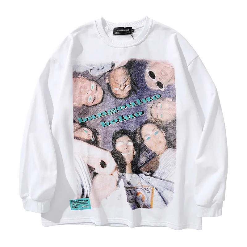 

New winter ins Europe and the United States printed long sleeve T-shirt male popular logo loose long-sleeved fleece