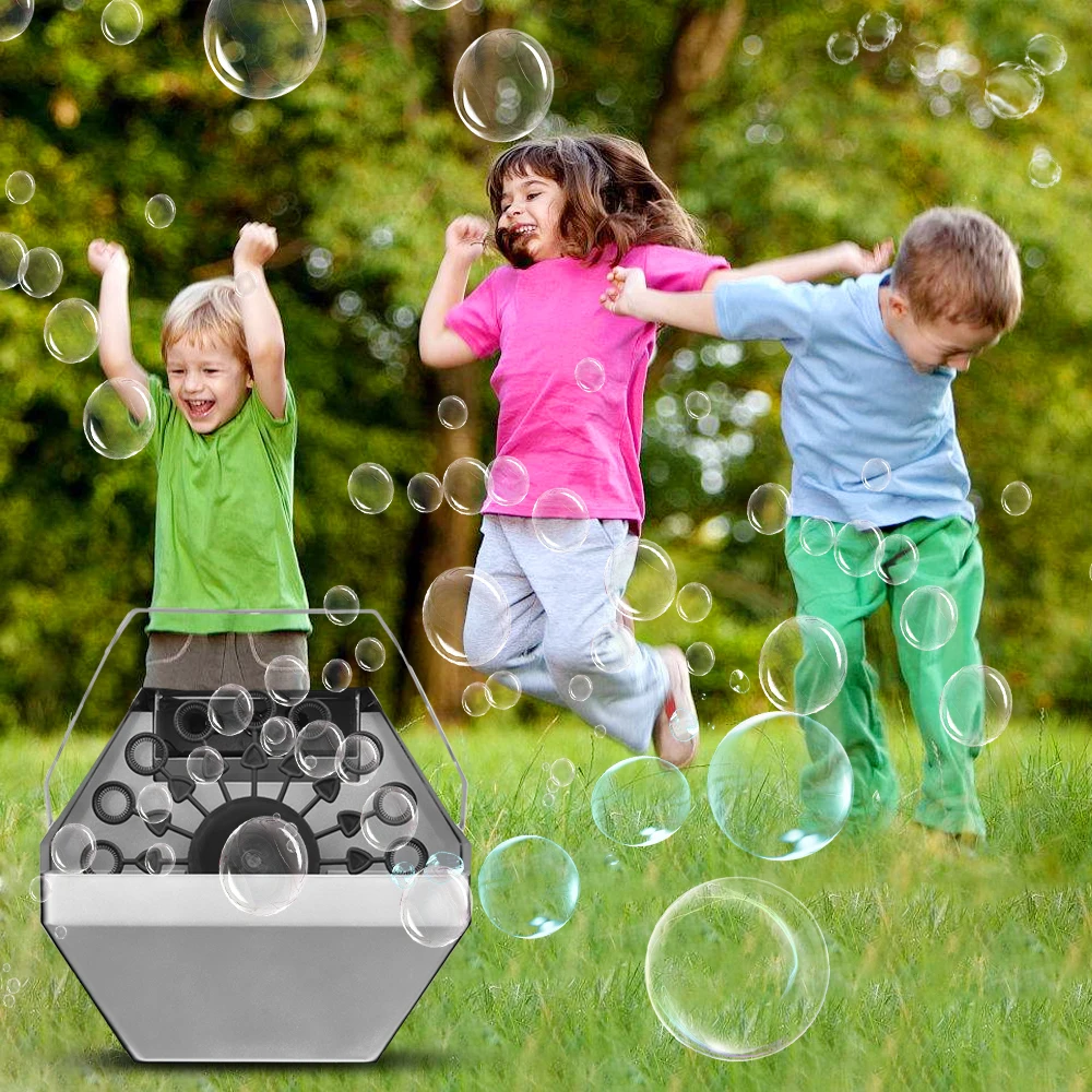 

Автоматическая пузырьковая машина компактного размера с беспроводным пультом дистанционного управления для свадьбы, дня рождения вечерни...