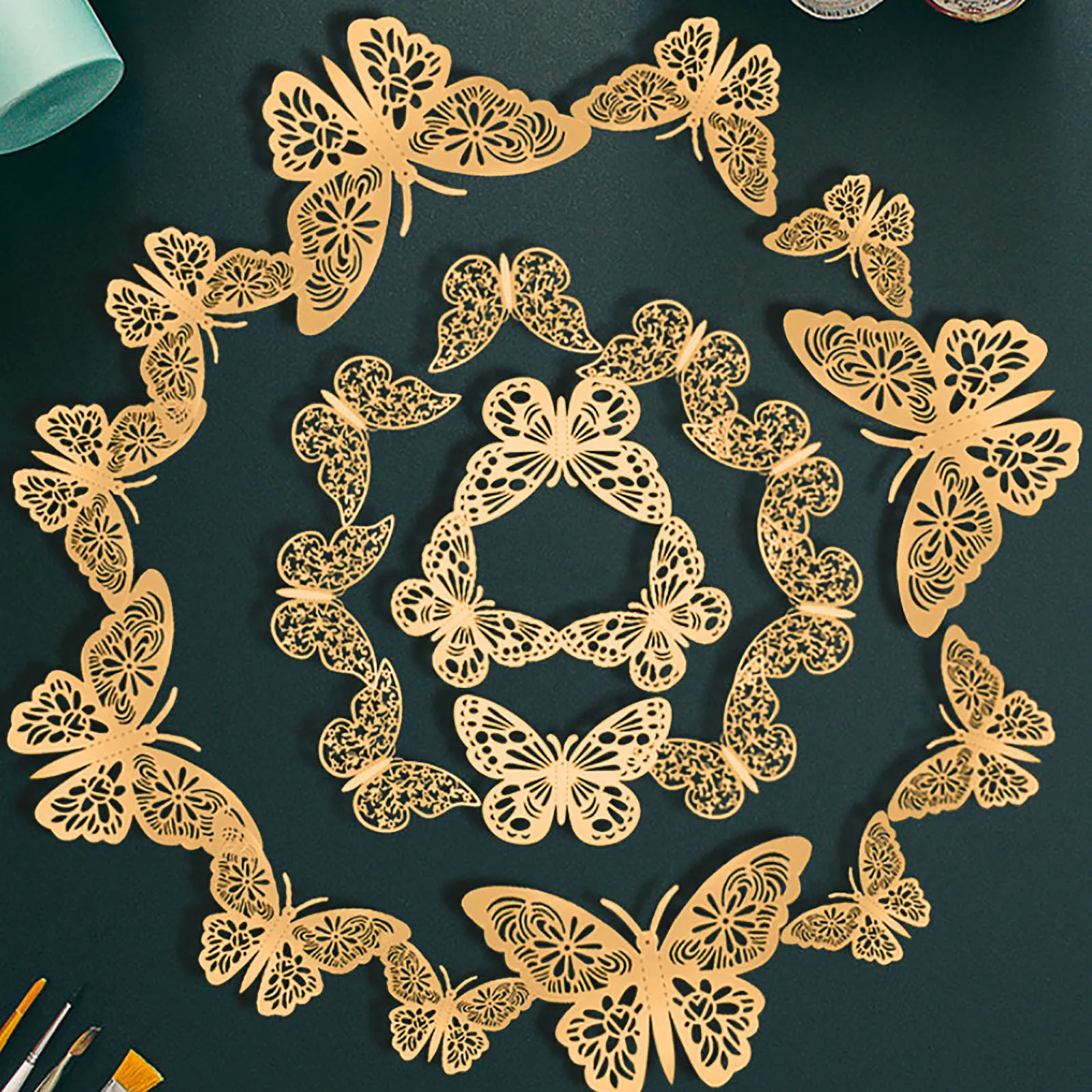 

36pcs Hollow 3D Three-dimensional Double-sided Butterfly Wall Sticker Decoration Home Wall Stickers for Decoration Posters Decor