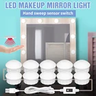Светодиодное косметическое зеркало для ванной комнаты, туалетный столик, лампа с USB-разъемом, лампочка для спальни, зеркало для макияжа, датчик ручного подметания светодиодный настенный светильник
