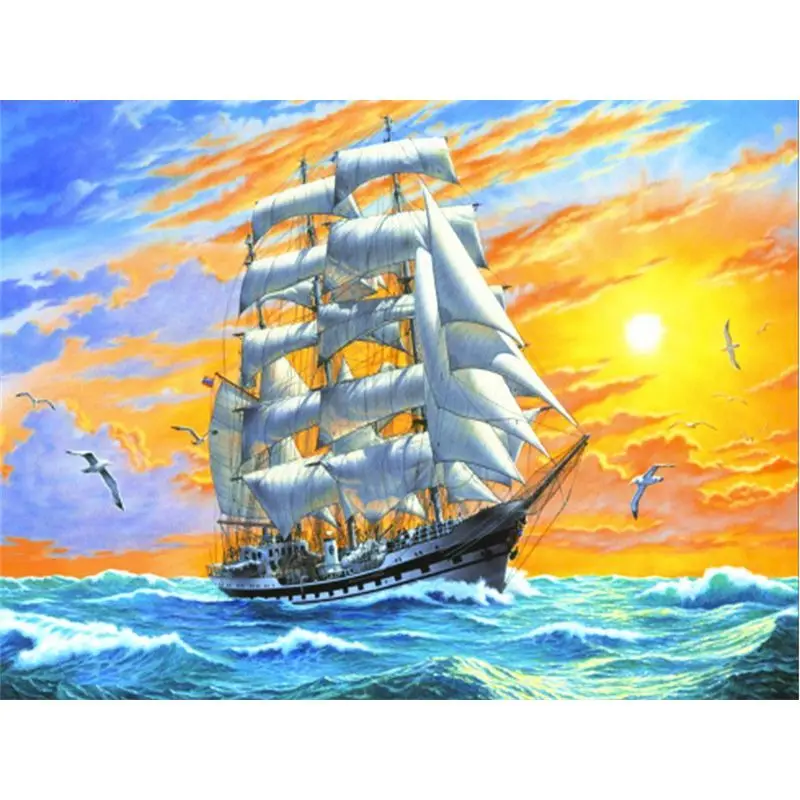 

Gatyztory Frame Sailboat Painting By Numbers Canvas Landscape Colouring Handpainted Artwork Diy Gift Home Wall Decor