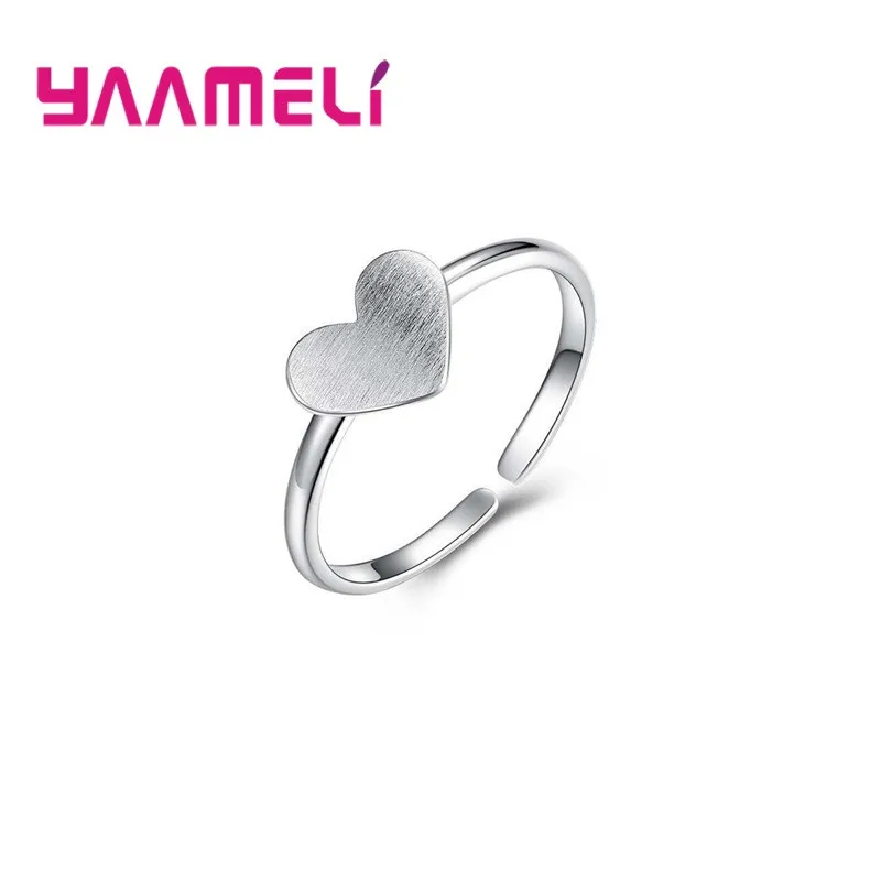 

Romantic Valentiens Gift Jewelry 925 Sterling Silver Love Heart Charms Opening Adjustable Finger Ring for Women Girls